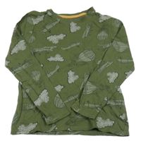 Tmavozelené pyžamové triko s letadly Pep&Co