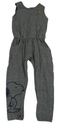 Šedý melírovaný bavlněný kalhotový overal se Snoopym 