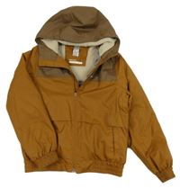 Hnědá šusťáková funkční zateplená bunda s kapucí Quechua