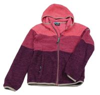 Růžovo-vínovo-fialová melírovaná fleecová propínací mikina s kapucí 