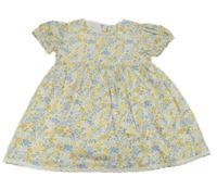 Bílo-modro-žluté květované šaty F&F