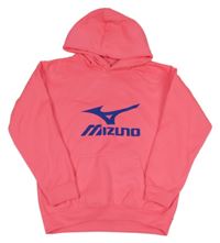 Neonově růžová sportovní mikina s nápisem a kapucí 