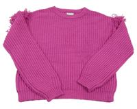 Růžový svetr s třásněmi Matalan