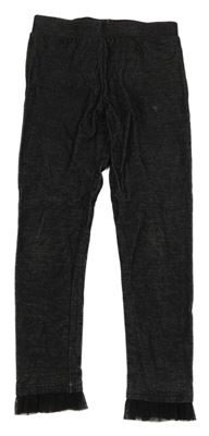 Černé melírované legíny s tylovým volánkem 