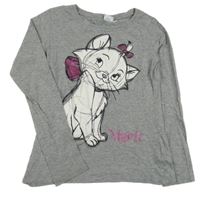 Šedé melírované triko s kočkou Disney