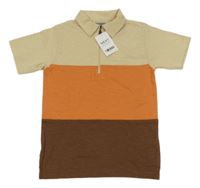 Nové - béžovo-oranžovo-hnědé polo tričko Next