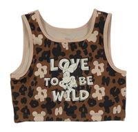 Hnědý vzorovaný sportovní crop top s Minnie Zara