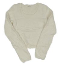 Bílý chlupatý crop svetr H&M