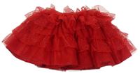 Červená třpytivá tylová sukně