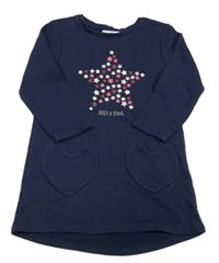 Tmavomodré teplákové šaty s hvězdou Topolino