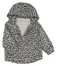 Bílo-černá vzorovaná šusťáková jarní bunda s kapucí H&M