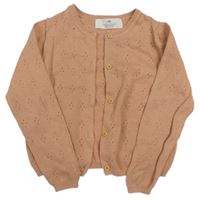 Růžový propínací perforovaný svetr H&M