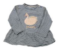 Nové - Tmavomodro-bílá pruhovaná tunika s labutí Staccato