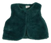 Tmavozelená kožešinová podšitá vesta 