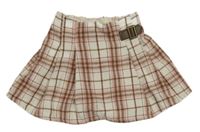 Bílo-růžovo-hnědá kostkovaná sukně Primark