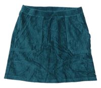 Petrolejová žebrovaná sametová sukně 