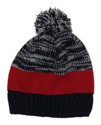 Tmavomodro-červená melírovaná čepice s bambulí LC Waikiki