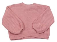 Růžový žinylkový svetr F&F