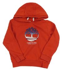 Červená mikina s logem a kapucí Timberland