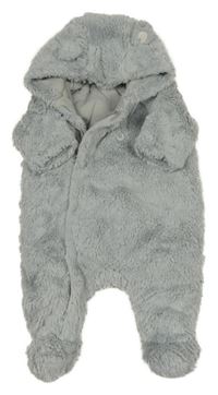 Šedá chlupatá zateplená kombinéza s kapucí Mothercare