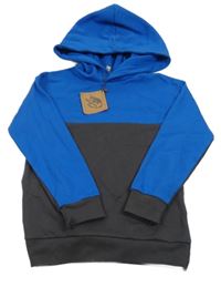 Nové - Modro-Antracitová mikina s kapucí 