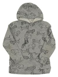 Šedá mikina se zvířátky a kapucí M&S