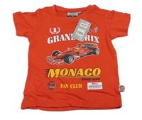 Nové - Červené tričko s autem a nápisy 