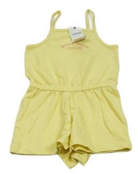 Nové - Žlutý teplákový kraťasový overal s nápisem Lefties