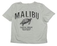 Bílé crop tričko s želvičkou a nápisy