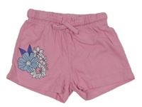 Růžové kraťasy s květy 