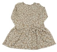 Béžovo-bílé šaty s leopardím vzorem a mašlí George
