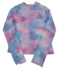 Modro-fialovo-růžové silové crop triko se Stitchem 