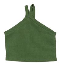 Zelený žebrovaný crop top Shein