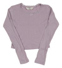 Lila crop triko s mašlí H&M