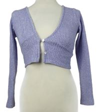 Dámský lila crop propínací svetr Bershka 