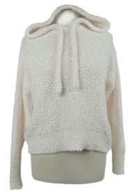 Dámský bílo-růžový melírovaný chlupatý svetr s kapucí No Boundaries 