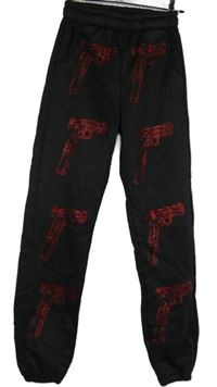 Dámské černé tepláky s obrázky z kamínků 