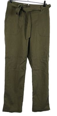 Dámské hnědé volné kalhoty s páskem H&M