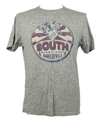 Pánské šedé melírované tričko s lebkou George 