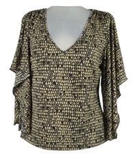 Dámská černo-béžová vzorovaná halenka s rozšířenými rukávy Wallis 