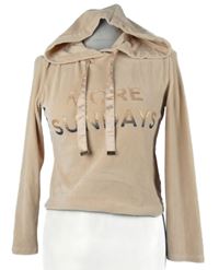 Dámská pudrová sametová crop domácí mikina s nápisem a kapucí Etam