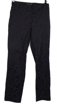 Dámské černo-fialové vzorované crop kalhoty M&S