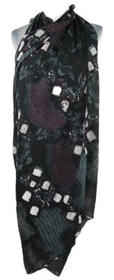 Dámské černo-šedo-vínové vzorované pareo 