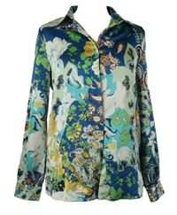 Dámská modro-zelená květovaná halenka 