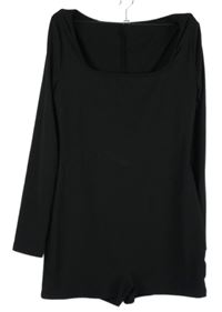 Dámský černý žebrovaný letní petite overal Shein 