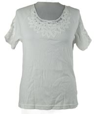 Dámské bílé žebrované tričko s krajkou 