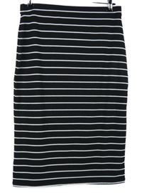 Dámská černo-bílá pruhovaná žebrovaná sukně Papaya 