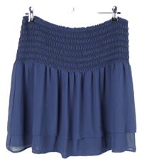 Dámská tmavomodrá šifonová sukně s žabičkovým pasem H&M