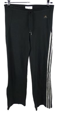 Dámské černé sportovní funkční volné tepláky s pruhy Adidas 