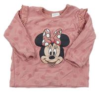 Růžové puntíkaté triko s Minnie Disney